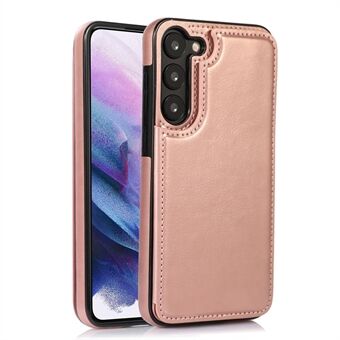 Til Samsung Galaxy S23 PU læderbelagt TPU telefontaske med to knapper Kortholder Kickstand Cover