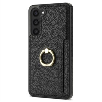 Til Samsung Galaxy S23 Ring Kickstand Anti-drop Telefon Etui PU Læder+TPU Beskyttelsescover