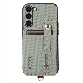 ABEEL Style 01 RFID Blokerende Stødsikker Etui til Samsung Galaxy S23 Støttefod Kulstof Fiber Tekstur PU+TPU Telefon Cover