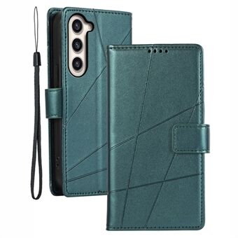 DF-06 til Samsung Galaxy S23 Etui, Linjer præget Folio Flip PU Læder Telefon Cover