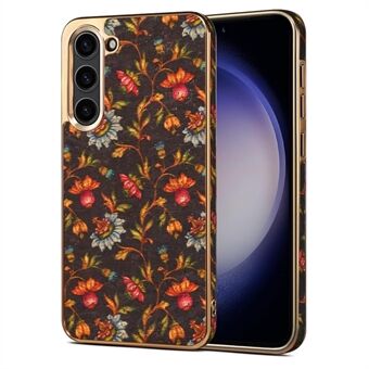 Blomstermønster Slim Case til Samsung Galaxy S23 Case Elektroplating TPU+PC+PU Telefoncover