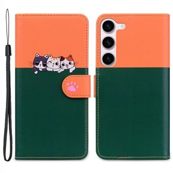 Tegneserie Pet-serie til Samsung Galaxy S23 Stødsikker Etui Pengepung i PU-læder+TPU Telefoncover