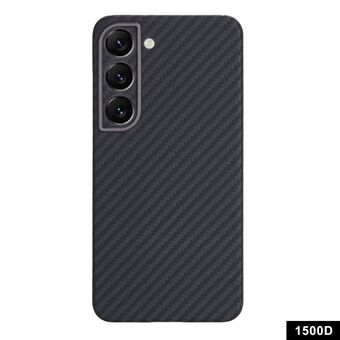 Til Samsung Galaxy S23 Aramid Fiber-etui 1500D Struktur Tynd Telefoncover med Metal Linseramme, Sort