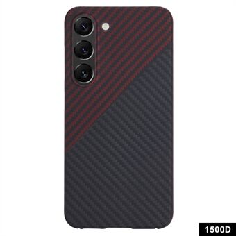 Til Samsung Galaxy S23 tyndt etui 1500D tekstur aramid fiber sort / rød telefon etui