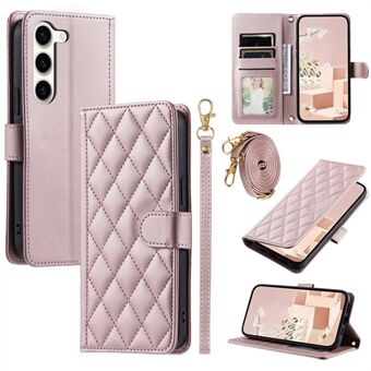 Til Samsung Galaxy S23 Cover Crossbody Pung Telefon Cover med Ruder Gitter Design