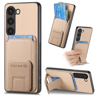 C1-11 til Samsung Galaxy S23-etui Bump Proof Læderbelagt TPU-telefonskal med foldekickstand