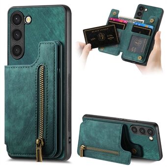 D15 Til Samsung Galaxy S23 Kickstand-etui Retro PU+TPU Telefoncover med lynlås tegnebog