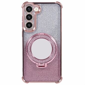 Til Samsung Galaxy S23+ etui Glitter Gradient TPU telefon cover med ringholder og spejl.