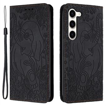 Til Samsung Galaxy S23+ Etui Elefantmønster Anti-Fald Læder Telefoncover