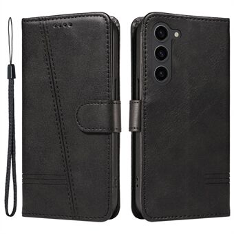 Til Samsung Galaxy S23+ Cover T-formede linjer PU læderpungtelefoncover