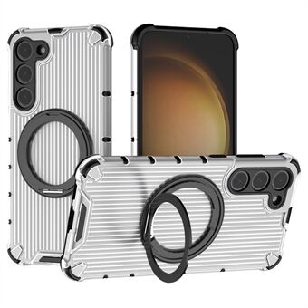 For Samsung Galaxy S23+ Cover Lodret Stribe Ring Kickstand PC+TPU Telefon Cover Kompatibel med MagSafe