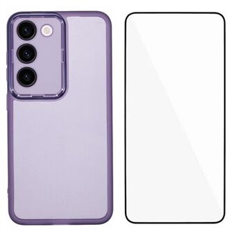 WANLONFENG DKSM-serien til Samsung Galaxy S23+ TPU-cover Elektropletteret Ramme Telefoncover med Hærdet Glas