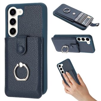 Til Samsung Galaxy S23+ Etui Tegningstype Kortslids Litchi Tekstur Læderbagside med Ringstativ