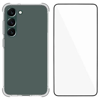 WANLONFENG WL-serie til Samsung Galaxy S23+ Klar TPU-cover med hærdet glasfilm (Stort linsehul)