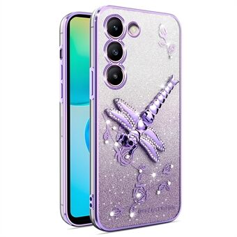 KADEM Tilfælde Til Samsung Galaxy S23+ Dragonfly Støtteben TPU Blomster Glitter Telefon Cover