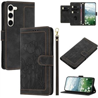 Til Samsung Galaxy S23+ Etui Tulipan Læder Telefoncover med 5 Kortlommer Pung