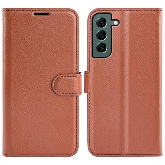 Til Samsung Galaxy S23+ Fuld beskyttelse Case Flip Stand Wallet Anti-ridse Litchi Texture PU læder telefoncover