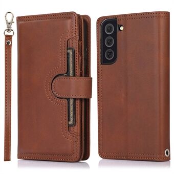 Til Samsung Galaxy S23+ Split Læder Flip Wallet Case Stand Multi Card Slots Magnetic Protect Telefoncover med håndstrop