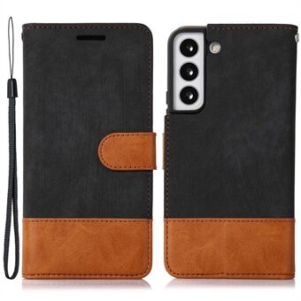 Til Samsung Galaxy S23+ Farvesplejsning PU-læderetui Magnetisk lukning Stand Skin-Touch Feeling Folio Pung Cover med rem