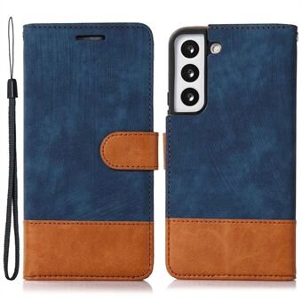 Til Samsung Galaxy S23+ Farvesplejsning PU-læderetui Magnetisk lukning Stand Skin-Touch Feeling Folio Pung Cover med rem