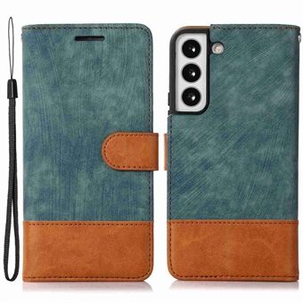 Til Samsung Galaxy S23+ Farvesplejsning PU-læderetui Magnetisk lukning Stand Skin-Touch Feeling Folio Pung Cover med rem