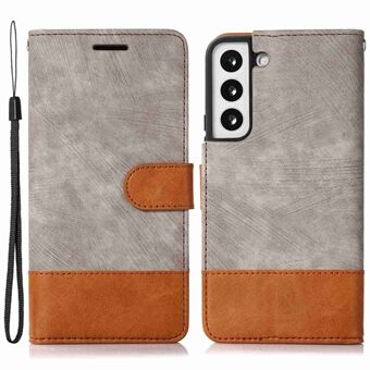 Til Samsung Galaxy S23+ Farvesplejsning PU-læderetui Magnetisk lukning Stand Skin-Touch Feeling Folio Pung Cover med rem