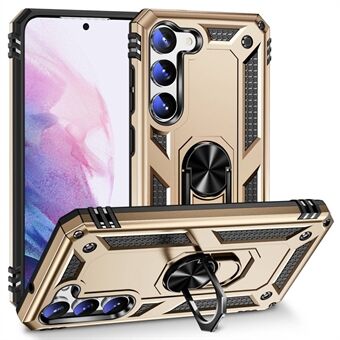 Til Samsung Galaxy S23+ Faldsikker etui i militærkvalitet Ring Kickstand Design PC + TPU bagcover