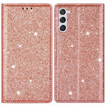 Til Samsung Galaxy S23+ Glitter Pailletter Foldbart Stand Telefon Etui PU Læder Kortholder Anti-drop Cover