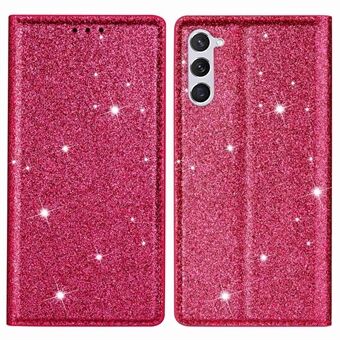 Til Samsung Galaxy S23+ Glitter Pailletter Foldbart Stand Telefon Etui PU Læder Kortholder Anti-drop Cover