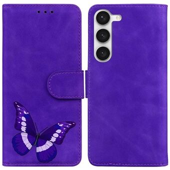 Til Samsung Galaxy S23+ Mobiltelefon Pung-etui Sommerfuglemønstertryk PU-læder Skin-touch-cover med Stand