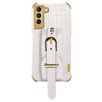 Til Samsung Galaxy S23+ Crocodile Texture Lædercoated TPU telefoncover 6D galvanisering Armbånd Bagcover