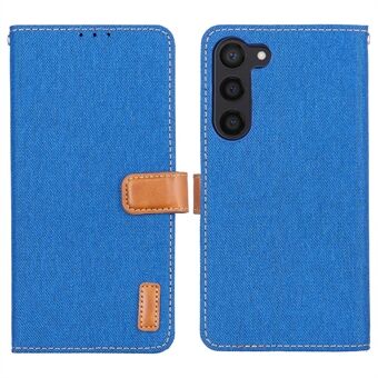 Til Samsung Galaxy S23+ PU-lædertelefontaske Jeans Cloth Texture Wallet Stand Cover