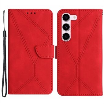 HT05 til Samsung Galaxy S23+ PU Læder Skin-touch Telefon Case Pung påtrykt Line Flip Stand Cover