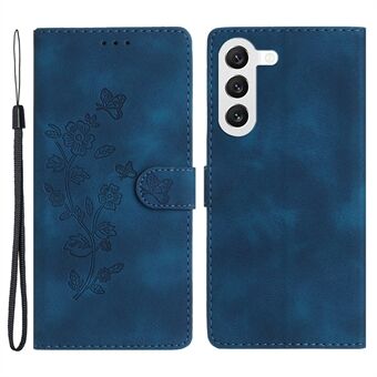 Til Samsung Galaxy S23+ Flower Imprinted Anti-drop Shell Wallet Stand Lædertelefonetui