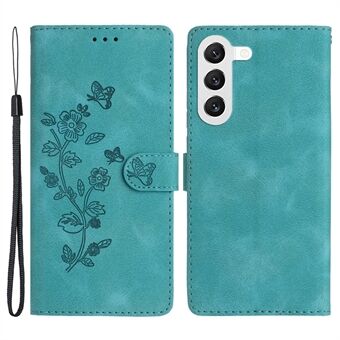 Til Samsung Galaxy S23+ Flower Imprinted Anti-drop Shell Wallet Stand Lædertelefonetui