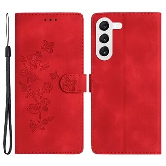 Til Samsung Galaxy S23+ Flower Imprinted Anti-drop Shell Wallet Stand Lædertelefonetui