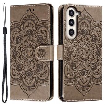 Til Samsung Galaxy S23+ Imprinting Mandala Flower Phone Cover Flip PU Læder Stand Beskyttelsesetui