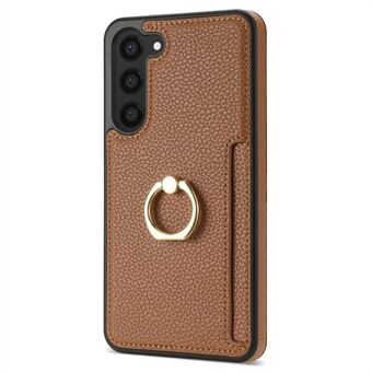 Til Samsung Galaxy S23+ PU Læderbelagt TPU Cover Kortholder Telefon Etui med Ring Kickstand