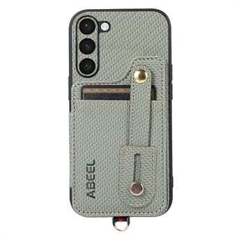 ABEEL Style 01 RFID-blokerende telefoncover med kortspor til Samsung Galaxy S23+ Horisontal støtteben Carbon fiber tekstur PU+TPU-etui.