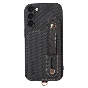 ABEEL Style 03 kortholder og støtteben til telefonbetræk til Samsung Galaxy S23+ RFID-blokering, Carbon Fiber Texture PU+TPU-etui.