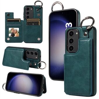 003 til Samsung Galaxy S23+ Etui i læder+TPU Mobiltelefon bagcover med kortholdere