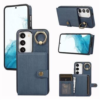 Til Samsung Galaxy S23+ Kickstand Taske Børstet PU+TPU Pungen Telefon Cover