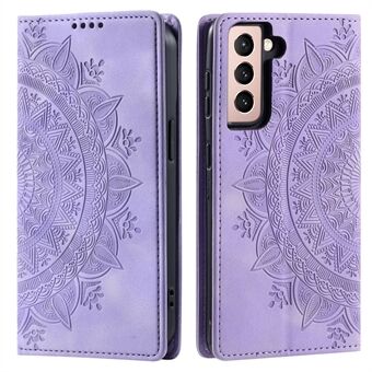 Til Samsung Galaxy S23+ Etui Indgraveret Mandala Blomster Læder Cover med Pengepung