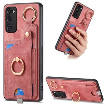 For Samsung Galaxy S23+ etui i læder TPU bagside med kortholder og støttefod, sort.