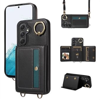 007 For Samsung Galaxy A54 5G Etui Læder + TPU Spliceret Telefon Cover med Crossbody Skulderrem