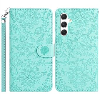 Til Samsung Galaxy A54 5G Etui Blomstermønstret Læder Flip Tegnebog Telefoncover med Håndledsrem