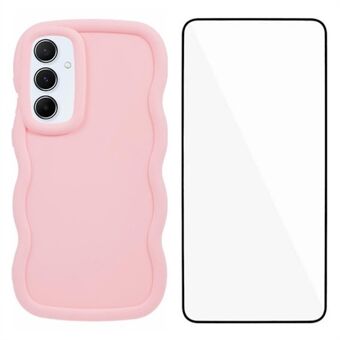 WANLONFENG XL-serien til Samsung Galaxy A54 5G etui Wave Edge TPU Cover med hærdet glasfilm