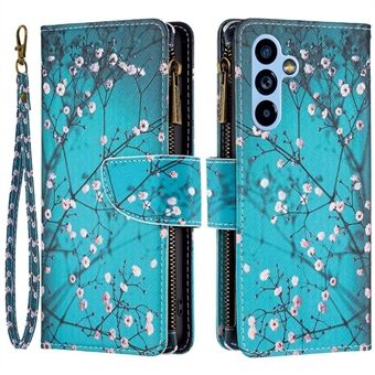 BF Mønstertryk Læder Series-4 til Samsung Galaxy A54 5G Pung-etui Style-03 Lynlåslomme PU- Stand Full Body Flip Folio Telefoncover