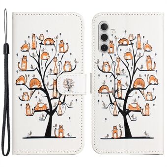 Til Samsung Galaxy A54 5G Cross Texture PU Læder Flip Telefoncover 3D Mønster Print Pong Stand Magnetic Case