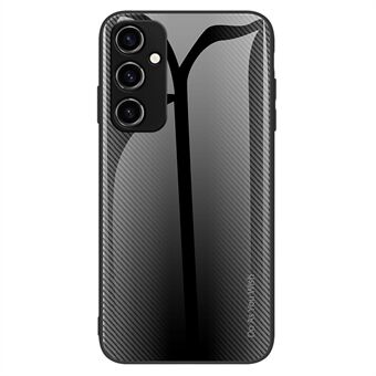 Til Samsung Galaxy A54 5G hærdet glas blødt TPU telefoncover Carbon Fiber Texture telefoncover